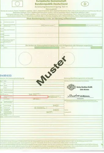 Onde encontrar o número VIN no certificado de registo alemão - parte 2 - foto de pré-visualização